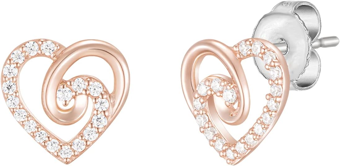 14K Gold Heart Stud Earrings for Women Real Gold Earrings Studs Birthday/Aniversary/Christmas Gifts for Friend Daughter Women Her