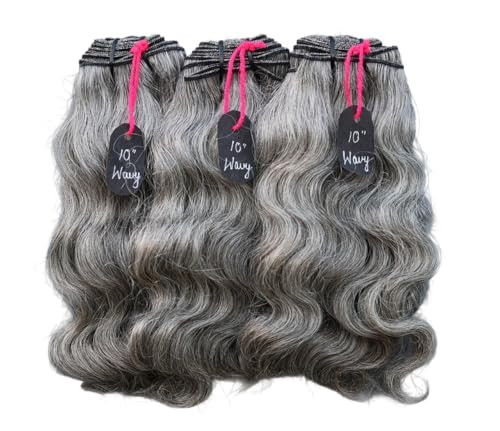 Salt & Pepper/Natural Gray-100% Natural Indian Virgin Raw Hair Extensi