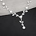 chaoyite Luxury Cubic Zirconia Necklace Earrings Bracelet Bridal Silver Pearls CZ Crystal Wedding Prom Jewelry Sets for Brides Bridesmaids