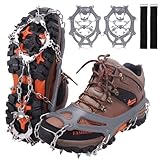 ❄ 【Práctico y portátil】Adecuado para varios tipos de calzado deportivo, calzado de senderismo, botas de montañismo y también calzado informal, los crampones son portátiles y ligeros, se pueden guardar en el estuche de transporte y no ocupan mucho espacio.Las correas ajustables y seguras de los clavos de hielo para zapatos son fáciles de poner y quitar, lo que ofrece una comodidad y durabilidad muy duraderas.