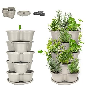 Amazing Creation Stackable Planter, Vertical Garden Planter, Strawberry Planter, Indoor/Outdoor Planters, 5 Tier Garden…