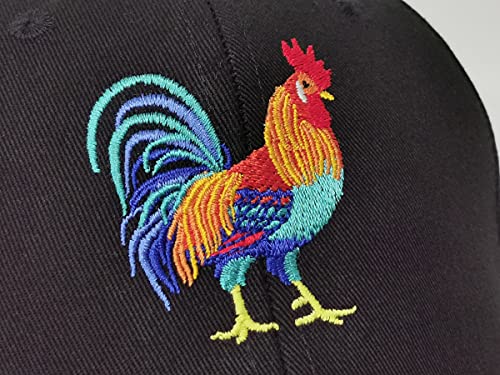 Rooster Embroidered Baseball Caps For Men Women Girl, Ourdoor Summer Adjustable Black Trucker Hats Embroidery Snapback Cotton Animals Dad Hat #TOP2