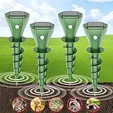 4 Pack Mole Repellent Stakes - Solar Powered Waterproof Ultra Sonic Spikes - Get Rid of Vole, Snake, Groundhog, Gopher - Repeller for Lawns Garden & Yard