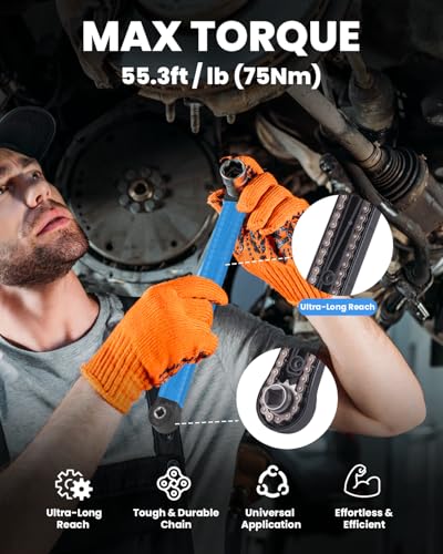 Image of QUICKWOLF Offset Extension Wrench Set, 3 /8 Inch Offset Extension Wrench, Off Set Extension Wrench, Tight Reach Extension Wrench, Slim Offset Extension with 1 /4 inch, 3 /8 inch, 1 /2 inch Adapters for Tight Spaces