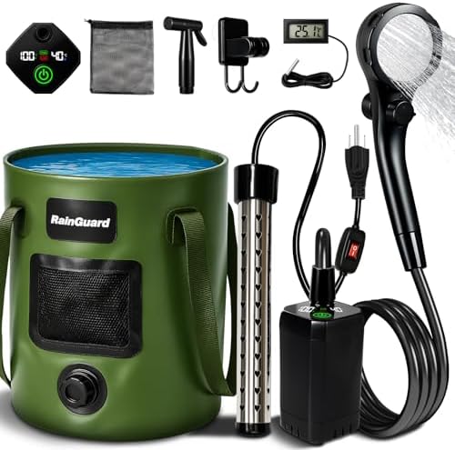 Portable Camping Shower, 6000mAh Rechargeable Shower Pump, Large ...