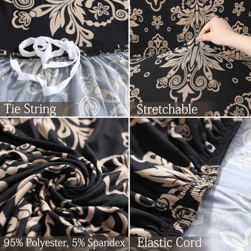 Image of HOKIPO 95% Polyester, 5% Spandex Elastic Stretchable Universal Sofa Cover 4 Seater (Ar-4096-D8, Black)