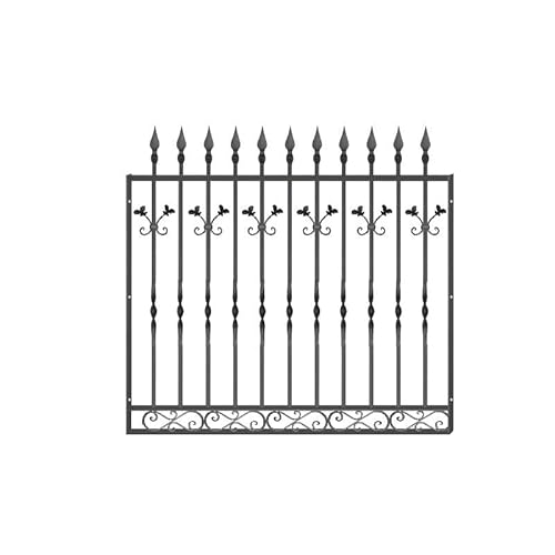 Puerta de valla exterior modelo ALTEA, puerta cancela para el jardín entrada abatible dos hojas de metal (3000 x 1800 mm., Negro forja) (Negro forja, 1450x950 mm.)