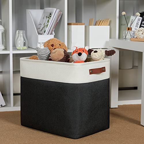 DULLEMELO Extra Large Storage Baskets, Fabric Storage Bins for Organizing Shelves Nursery Toys Books, Closet Baskets and Bins with Handles, White&Black 2-Pack by DULLEMELO - Used condition - Image 3