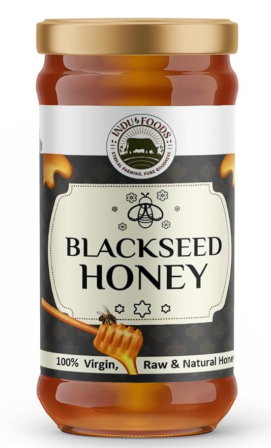 Indu Foods Blackseed Honey, 100% Virgin Raw & Natural, Organic, 750 g