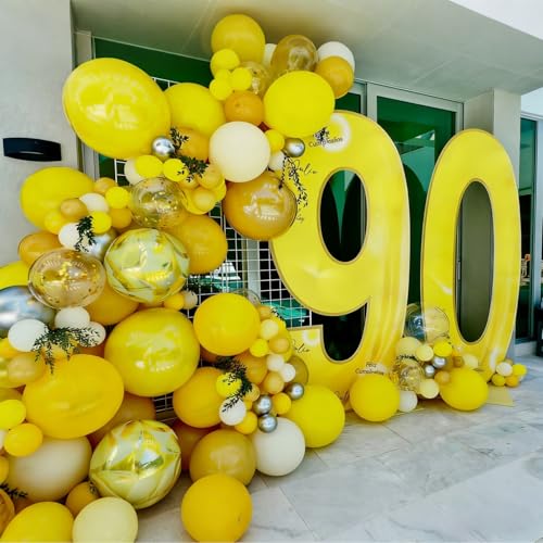 Image of Lukiituke Yellow Balloons, 60Pcs Pastel Yellow Party Balloons | 12in Latex Balloon for Birthday, Wedding, Honeybee Sunflower Theme Decorations
