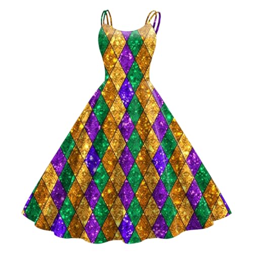 Robe trapèze rétro pastèque de bal sans manches pour femmes - 4