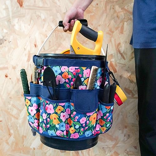 MELOTOUGH Bucket Caddy Organizer Bucket Tool Organizer for Garden Tools Fit 3.5 to 5 Gallon Bucket (Blue Flower) by MELOTOUGH - Image 4