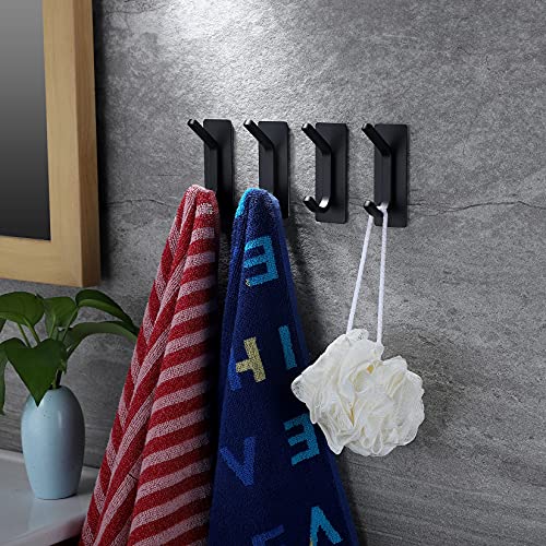 ZUNTO Black Adhesive Hook - Self Adhesive Hook/Coat Sticky Hooks for Kitchen Bathrooms (4 Packs) - Image 4