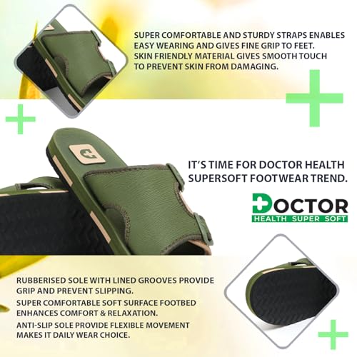 Image of DOCTOR HEALTH SUPER SOFT Men's Double Buckle Slide Sandals | Lightweight Cushioned EVA Slippers | Anti-Slip Comfortable Open Toe Casual Slides for Indoor Outdoor Everyday Wear