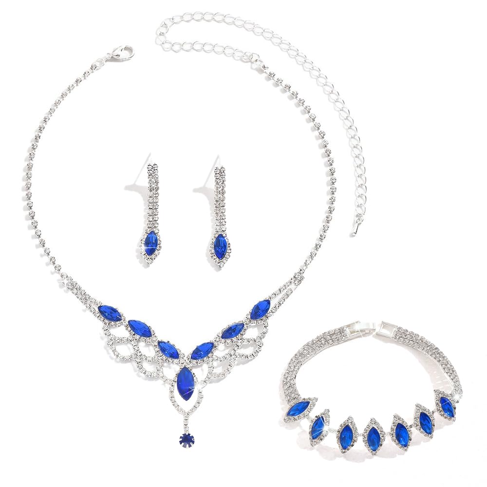 XFSRG Damen Schmuckset Strass Halskette Armband Ohrringe - Elegantes 3-tlg. Set Für Hochzeit & Party