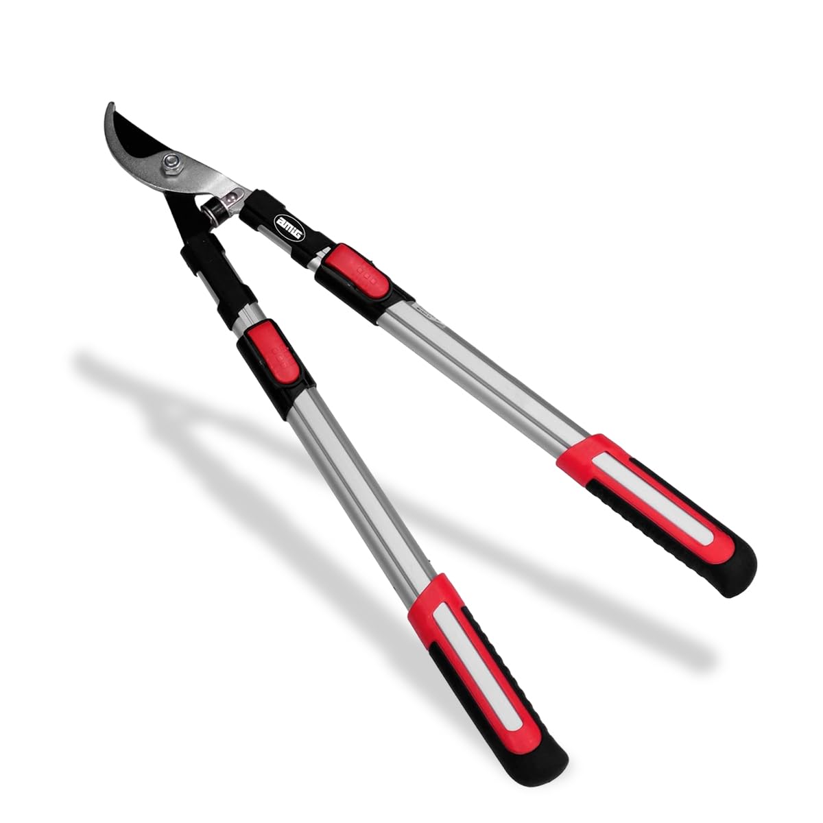 Amig - Tijera de Podar Telescópica a Dos Manos - Mango Extensible de Aluminio de 62 a 97 cm - Corte Bypass - Capacidad de corte 38 mm - Para Cortes de Ramas Verdes y Húmedas - Color: Rojo y Negro
