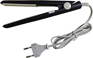 Negro 2 en 1 Mini plancha de pelo,Curling Rod recto Board Curler enderezador,Placa de calentamiento de cerámica,Rizador de pelo plano de cerámica portátil