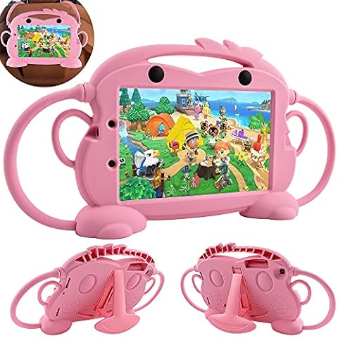 CHIN FAI for Samsung Galaxy Tab A 8.0 Case 2019 SM-T290/T295, Kids Friendly Shock Proof Silicone Handle Stand Protective Cover for Galaxy Tab A 8.0 inch 2019 Without S Pen (Pink) Cover