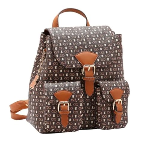 Mochila Feminina Chenson Monograma Baby Urso Elegante Resistente e Ideal para o Dia a Dia (Café)