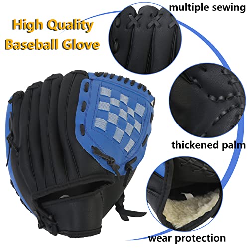Baseball Glove,Baseball Softball Mitt With Ball For Kids Youth Adults Training And Beginner,Right Hand Throw,Left Hand Glove (Blue Black, 11.5In) #TOP3