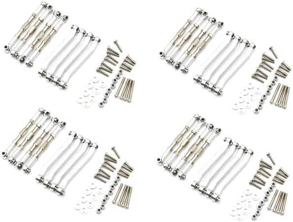 32X Metal Chassis Pull Rods Link Suspension Tie Rod for MN D90 D91 D96 D99 D99S MN90 MN99S 1/12 Silver - (Color: Silver)