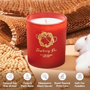 M&SENSE Christmas Holiday Candle - Raspberry Pie Scent, 8.1oz Soy Wax, Ideal Winter Home Decor Gift for Women and Men MSENSE Christmas Holiday Candle Raspberry Pie Scent 81oz Soy Wax Ideal Winter Home Decor Gift for Women and Men