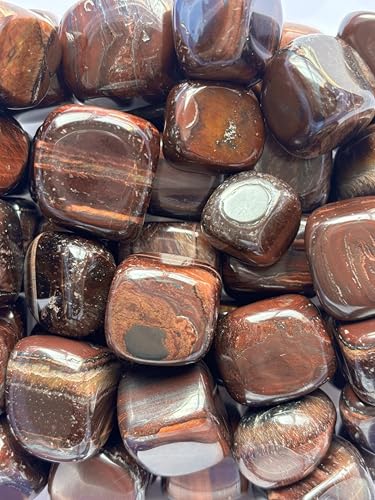 Image of Tumbled Stones, Natural Crystal Healing Stones, Home Office Decor, Aquarium Decorative Pebbles, Vase Fillers (Red Tiger Eye, 50)