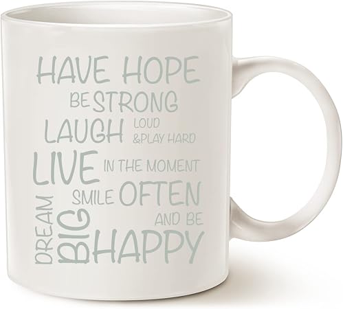 MAUAG Funny Inspirational Coffee Mug, Have Hope Be Strong Typography
