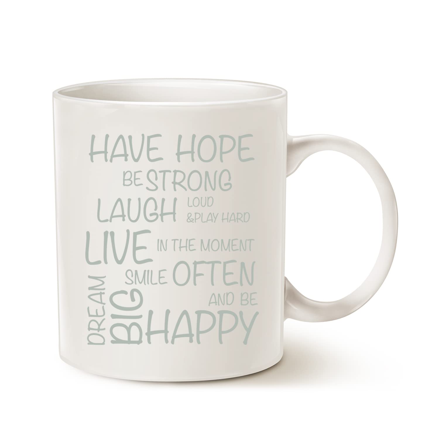 MAUAG Funny Inspirational Coffee Mug Have Hope Be Strong Typography Motivational Quote Ceramic Cup White 11 Oz