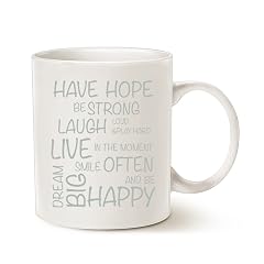 MAUAG Funny Inspirational Coffee Mug Have Hope Be Strong Typography Motivational Quote Ceramic Cup White 11 Oz