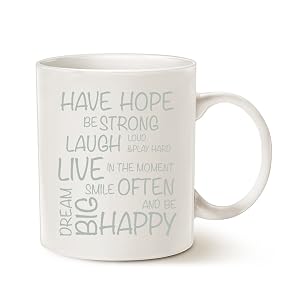 MAUAG Funny Inspirational Coffee Mug Have Hope Be Strong Typography Motivational Quote Ceramic Cup White 11 Oz