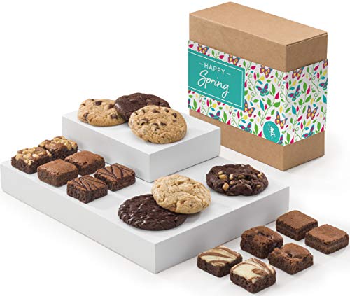 Fairytale Brownies Spring Cookie & Magic Morsel Combo Individually Wrapped Gourmet Chocolate Food Gift Basket – 1.5 Inch x 1.5 Inch Bite-Size Brownies and 3.25 Inch Cookies – 18 Pieces – Item CR343SP
