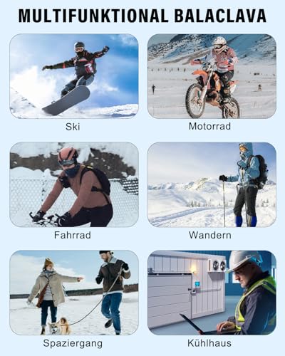 HAZENS Sturmhaube Gesichtshaube | Balaclava Winter Sturmhaube Fahrrad Motorrad Ski Schlauchtuch für Damen & Herren, schwarz - Designansicht 6 | Tages Deals