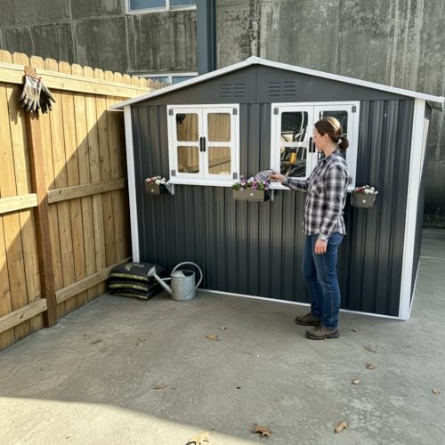 Abri de jardin métallique en acier galvanisé durable gris anthracite - 2