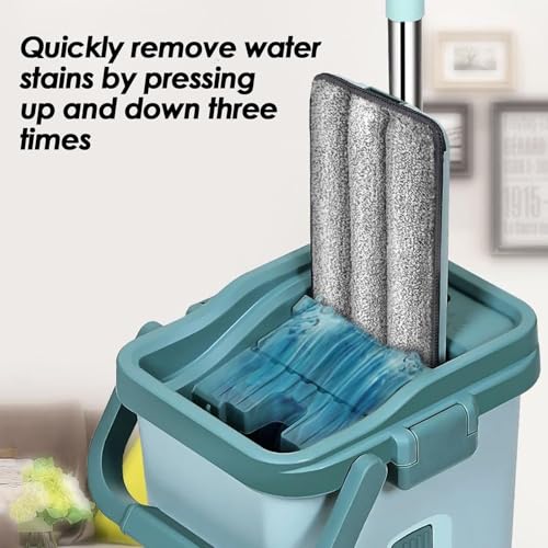 Wischmopp und Eimer - Hände- Flaches Wischmopp-Set, verstellbarer Eimerloser Mopp, selbst- Wischeimer | Leichter, tragbarer kompakter Bodenwischer mit Eimer, industrielles Wischsystem für alle – Bild 6