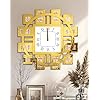 Round Mirrored Wall Clock Crush Diamond Mirror Decor 24 inch, Golden