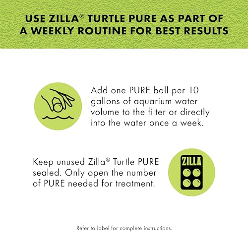 Zilla Pet Turtle Pure, Water Care, Removes Sludge for a Balanced Aquatic Environment, Treats up to 10 Gallons