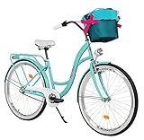  Milord. Komfort Fahrrad mit Rückenträger, Hollandrad, Damenfahrrad, 3-Gang, Aqua Blau, 26 Zoll