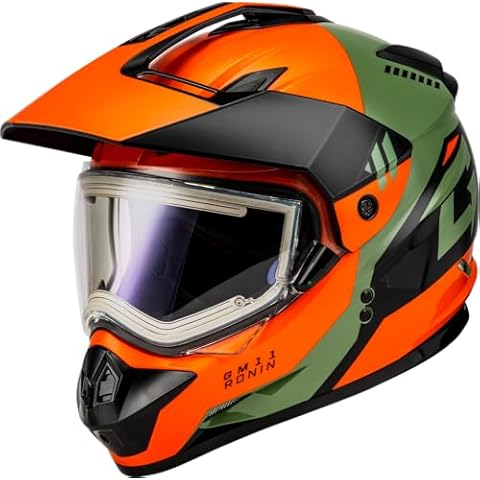 GMAX GM-11S Ronin Snow Helmet W/Electric Shield (Orange/Grey/Black, Large) - FMVSS 218 Approved Cover