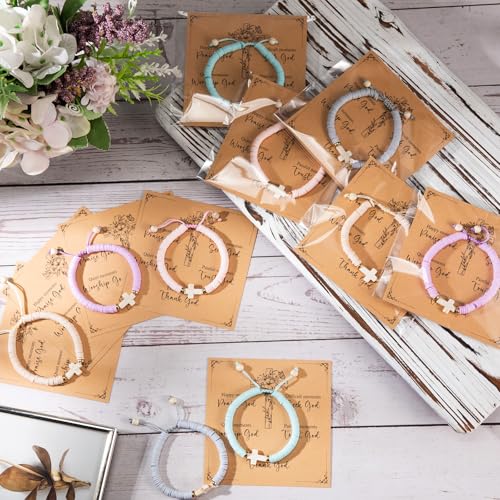20 Sets Clay Beaded Cross Bracelet Bulk for Women Men Adjustable WWJD Christian Bracelet for Sunday School Halloween Gifts3