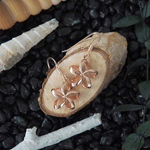 Sterling Silver with Rose Gold Tone Overlay 1/2 Inch Open Plumeria Dangle Earrings - Image 5