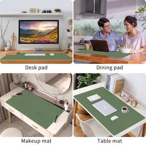 Image of Bloss Green Desk Mat, Desk Matt for Desktop, Large Leather Desk Pad, Desk Pad Mat Waterproof, Computer Mat for Office /Home /Decor /Desk Protector(31.5 x 15.7 Inches)