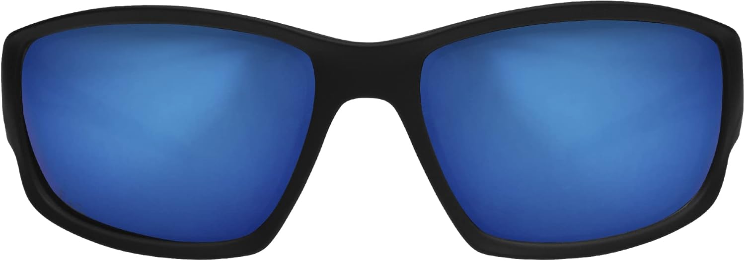 Best Cyber Monday 🔥 Edge TSKAP218 Kazbek Polarized Wrap-Around Safety Glasses, Anti-Scratch, Non-Slip, UV 400, Military Grade, ANSI/ISEA & MCEPS Compliant, 5.04 Wide, Black Frame/Aqua Precision Blue Mirror Lens
