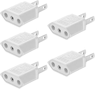 Toptekits(5 Pack) European Plug Adapter EU to US Plug Power Converter,2-Pin 4.0mm European EU to US Plug Power Adapter Converter Outlet,NEMA1-15P to EU4.0 Female Socket Power Adapter (White, 5PCS)