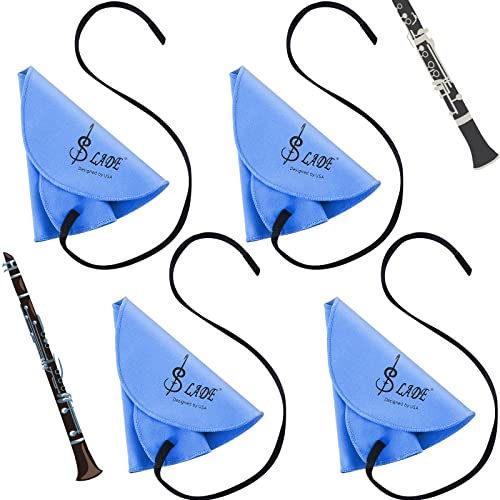 Yinder 4 Pcs Clarinet Swab Cloth Clarinet Cleaner Cleaning Cloth Swab for Inside Tube Suitable Piccolo Flute Sax Saxophone (Blue)