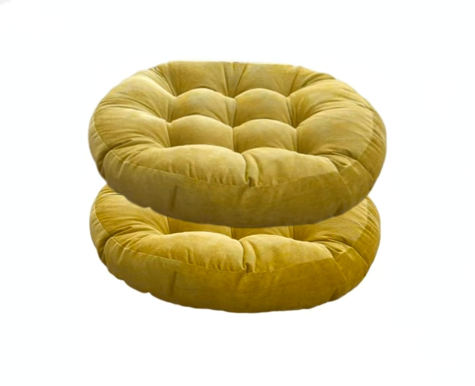 Grands coussins d'extérieur touffetés ronds couleur jaune pour terrasse