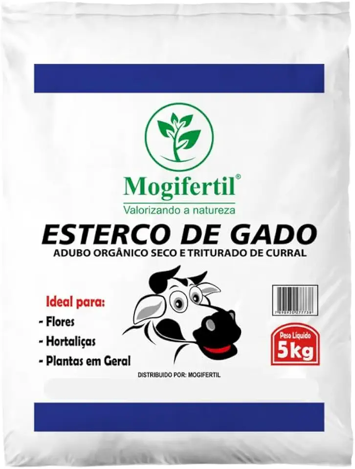 5Kg Esterco Bovino/Gado Adubo Curral Orgânico Seco Mogifertil