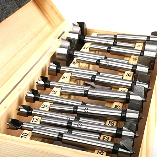 Jxgzyy 15Pcs Forstner Bit Set 10-50Mm 2/5-2 Inch Round Shank Wood Drill Bit Set Woodworking Forstner Drilling Bits With Wooden Storage Case #TOP2