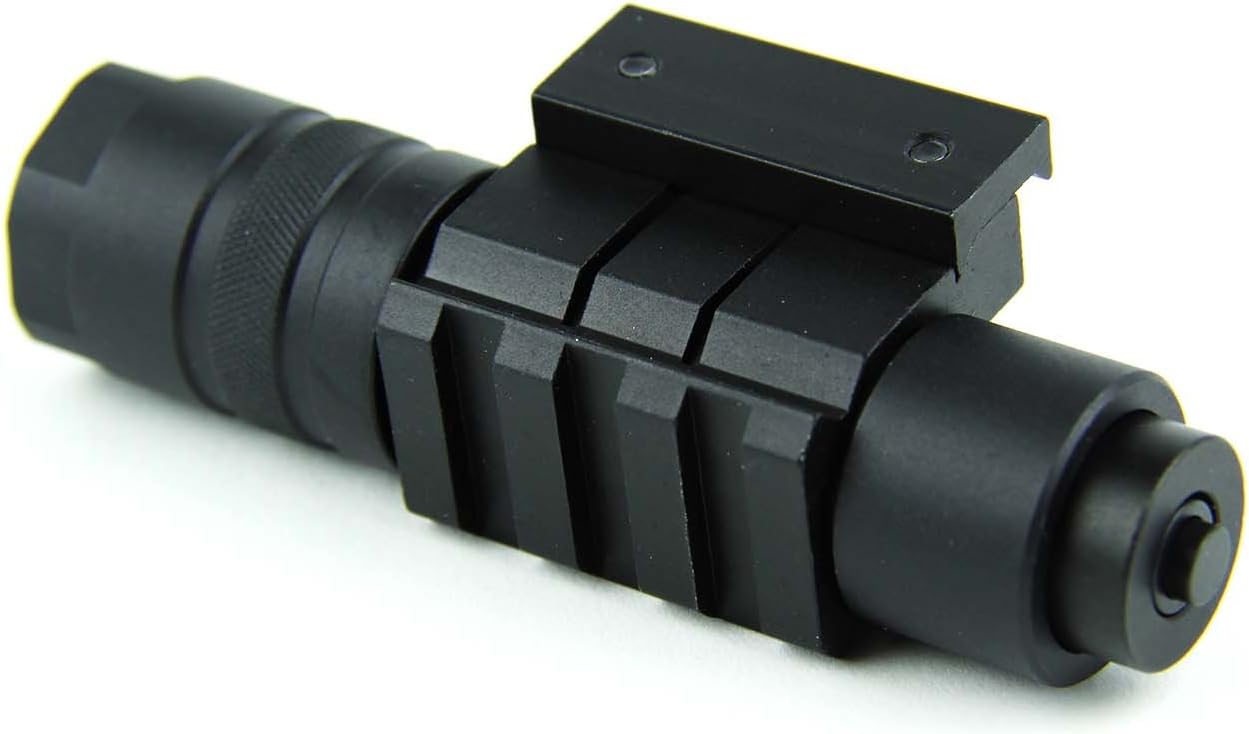 TacFire Cree LED T5 150 lm Tactical Flashlight with Remote Pressure Switch, Weaver Pica Tinny Rail Mount & Battery, Black