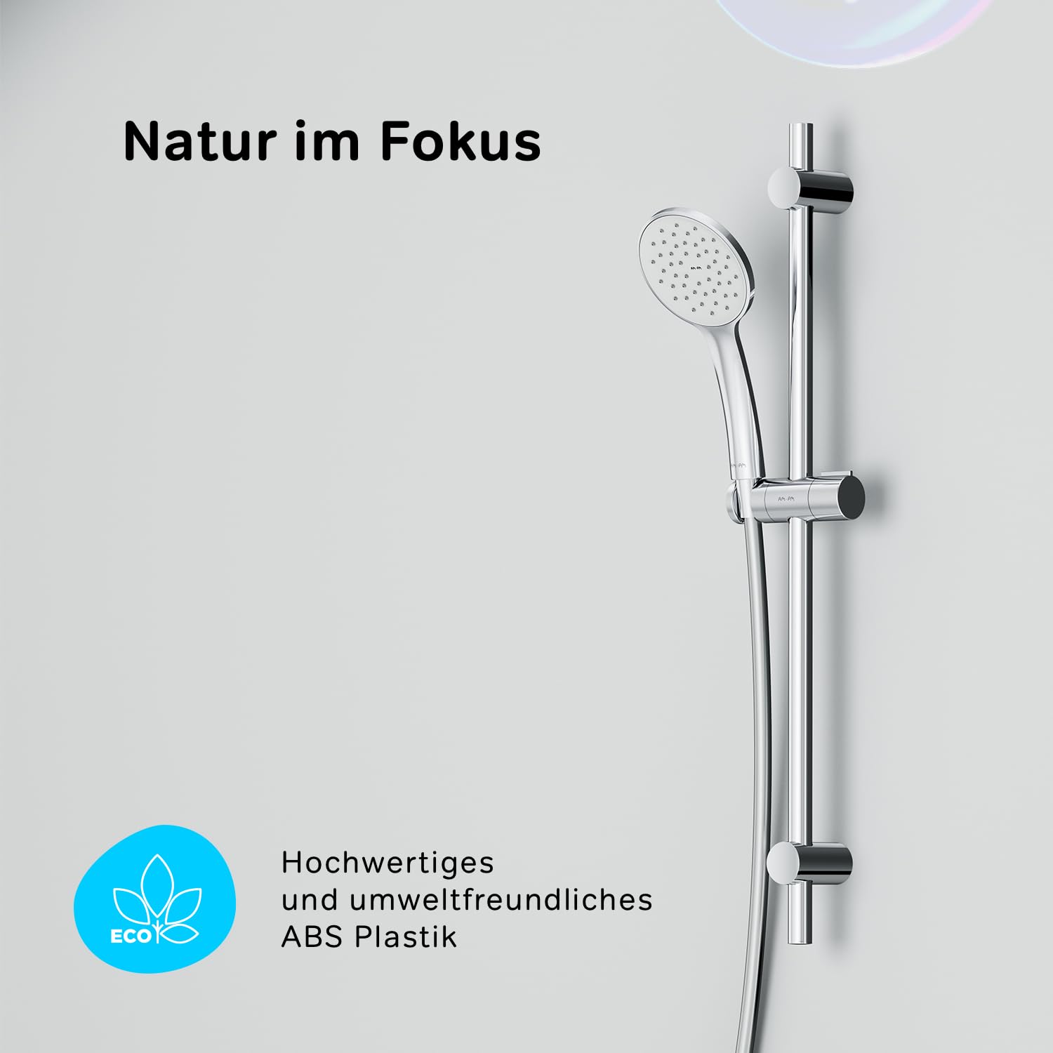 AM.PM Hit – Duschset mit Thermostat | Duscharmatur mit Thermostat | Brausegarnitur mit Duschstange & Handbrause | Duschkopf 1 Strahlart (EnerJet) | Duschschlauch Antikalk | Rub&Clean | Chrom